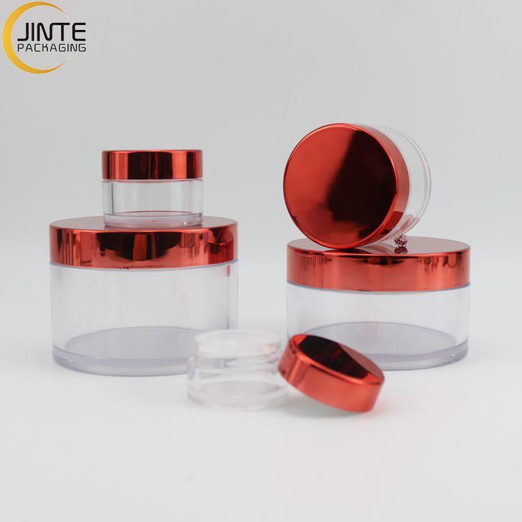 2021 New Design Cosmetic Eco-friendly Packaging PETG Containers Transparent Jar Body with Metal Color Lid
