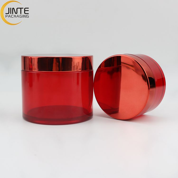 2021 New Design Cosmetic Eco-friendly Packaging PETG Containers Transparent Jar Body with Metal Color Lid
