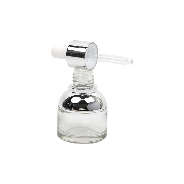 2021 New Design Empty Essential Oil Dropper Glass Bottle 30ml Clear Cosmetic Bottle With Aluminum Dropper