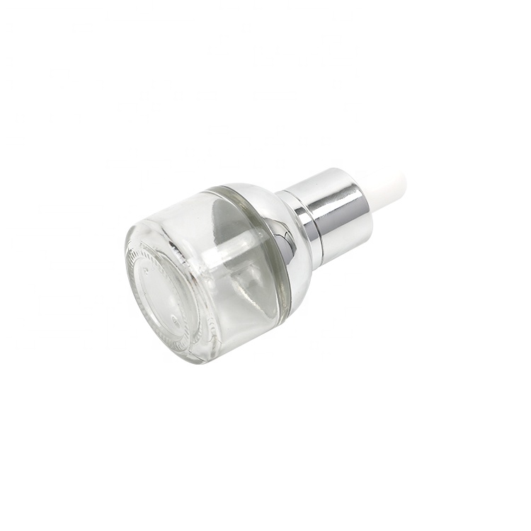 2021 New Design Empty Essential Oil Dropper Glass Bottle 30ml Clear Cosmetic Bottle With Aluminum Dropper