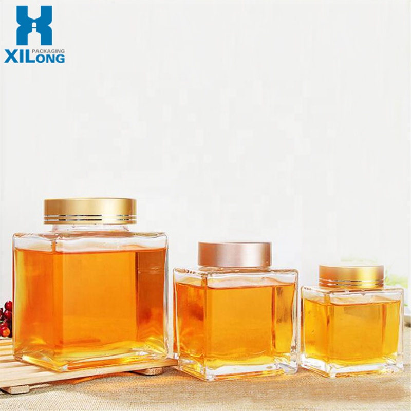 2021 New Design Luxury Square Honey Bee Glass Jar 180Ml/360Ml