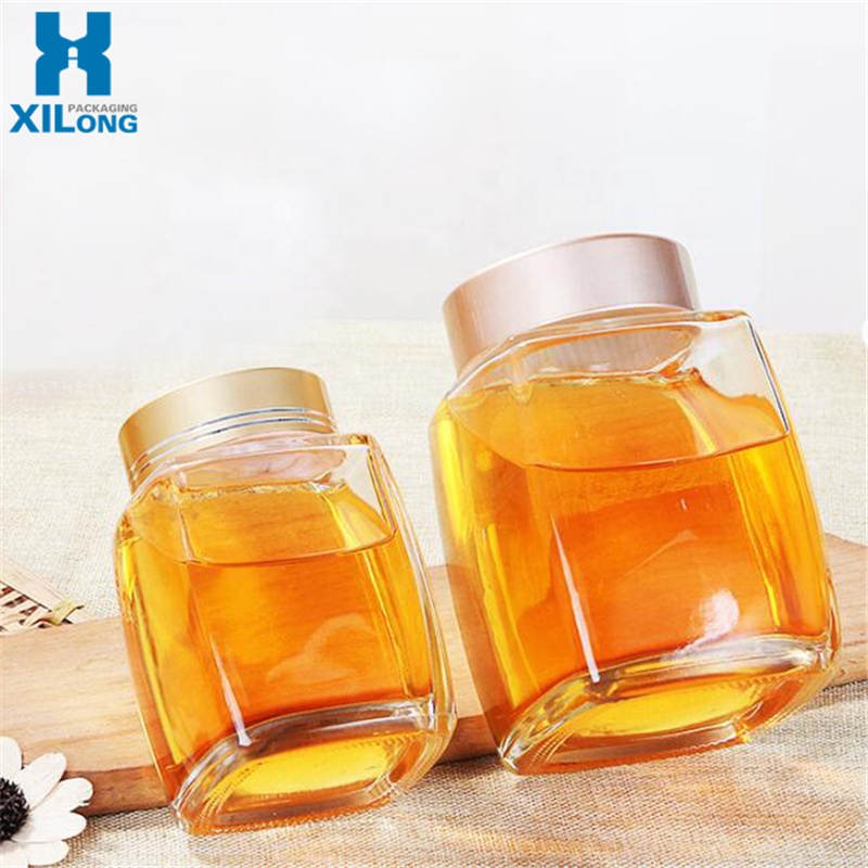 2021 New Design Luxury Square Honey Bee Glass Jar 180Ml/360Ml