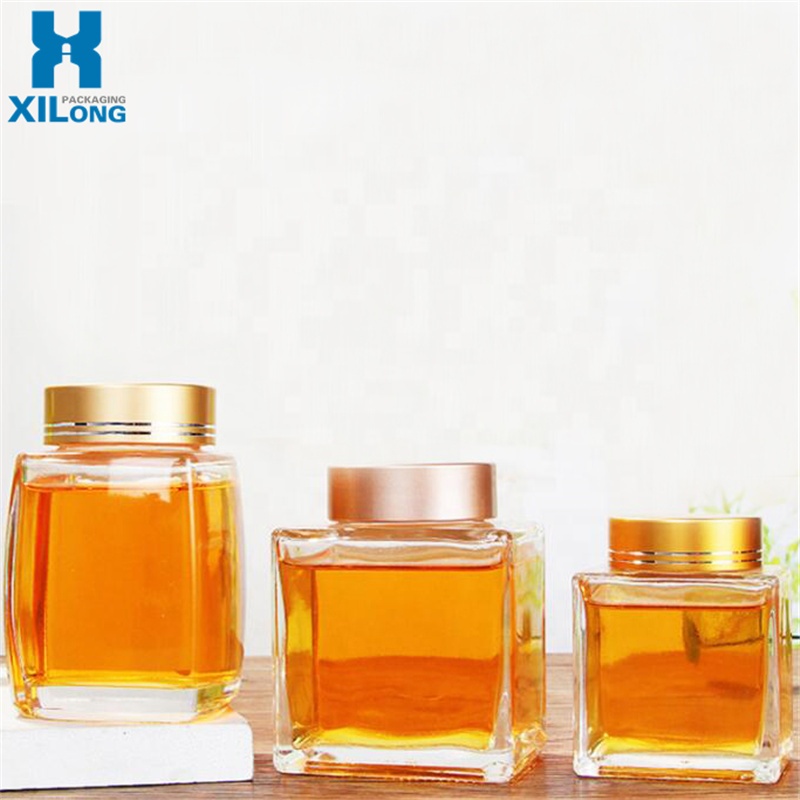2021 New Design Luxury Square Honey Bee Glass Jar 180Ml/360Ml