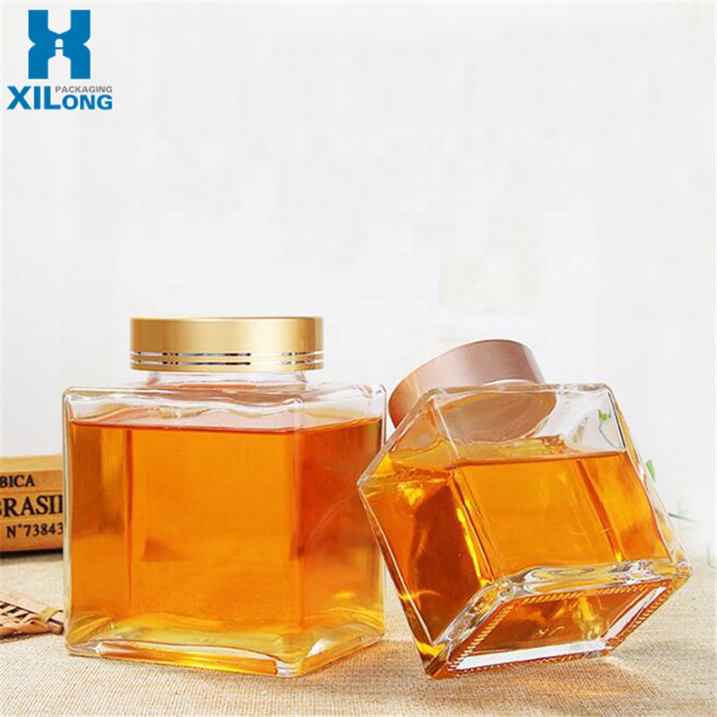 2021 New Design Luxury Square Honey Bee Glass Jar 180Ml/360Ml