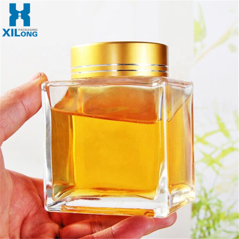 2021 New Design Luxury Square Honey Bee Glass Jar 180Ml/360Ml