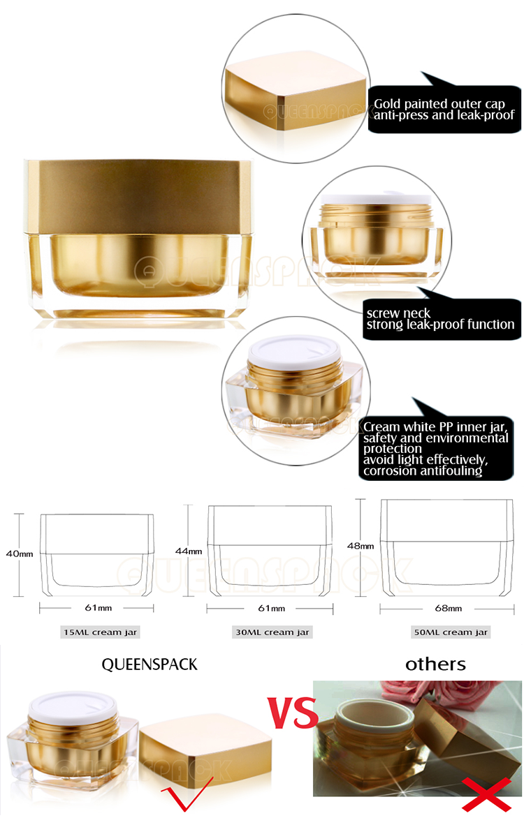 2021 New Design SkinCare Acrylic 50ml Cream Jars Custom Cosmetic Packaging Face Cream Jar Price