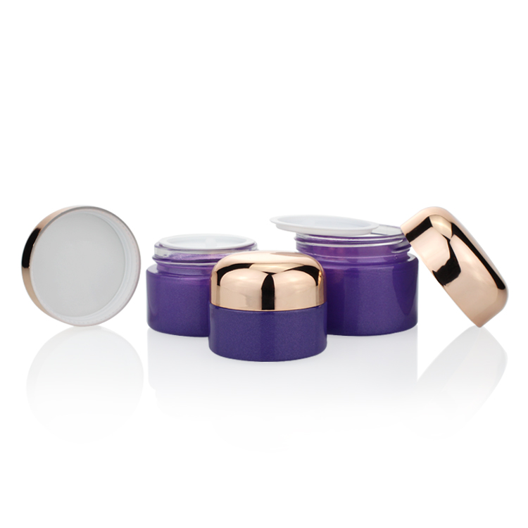 2021 New Good Quality 30g 50g Cosmetic Jar Glass Purple Glass Cosmetic Jars Purple Gold Glass Cream Jar