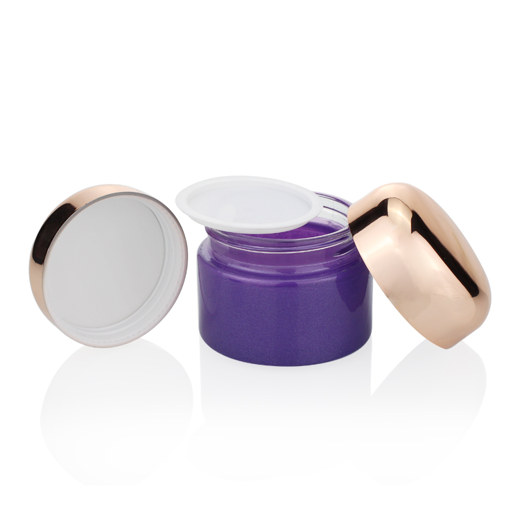 2021 New Good Quality 30g 50g Cosmetic Jar Glass Purple Glass Cosmetic Jars Purple Gold Glass Cream Jar