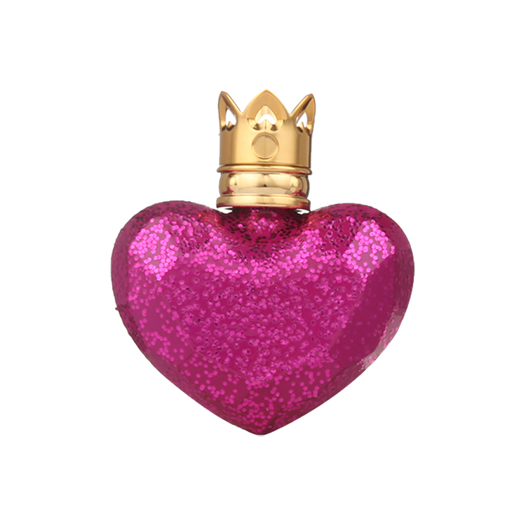 2021 New Inventions Cosmetic Packaging 30ml Pink Heart Shaped Glass Perfume Bottle
