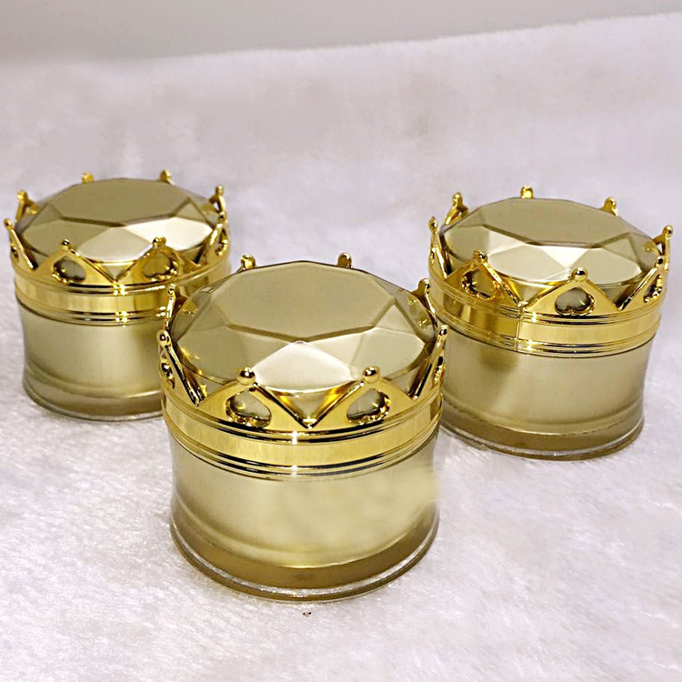 2021 New Model Acrylic Skincare Round Jar, Cosmetic Red Color Packaging Face Cream In Vietnam Crown Face Jar