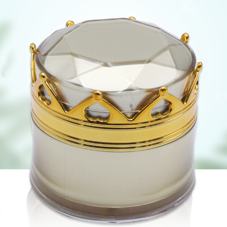 2021 New Model Acrylic Skincare Round Jar, Cosmetic Red Color Packaging Face Cream In Vietnam Crown Face Jar