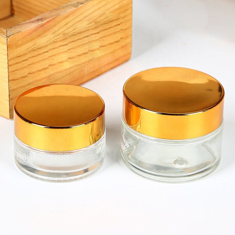 2021 New arrival 15g glass cream jar packaging cosmetic face cream jar clear luxury glass jar