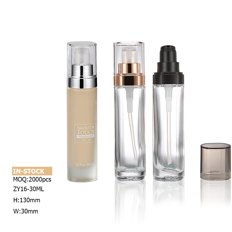 2021 New arrival long slim makeup pump bottle serum foundation packaging 30ml