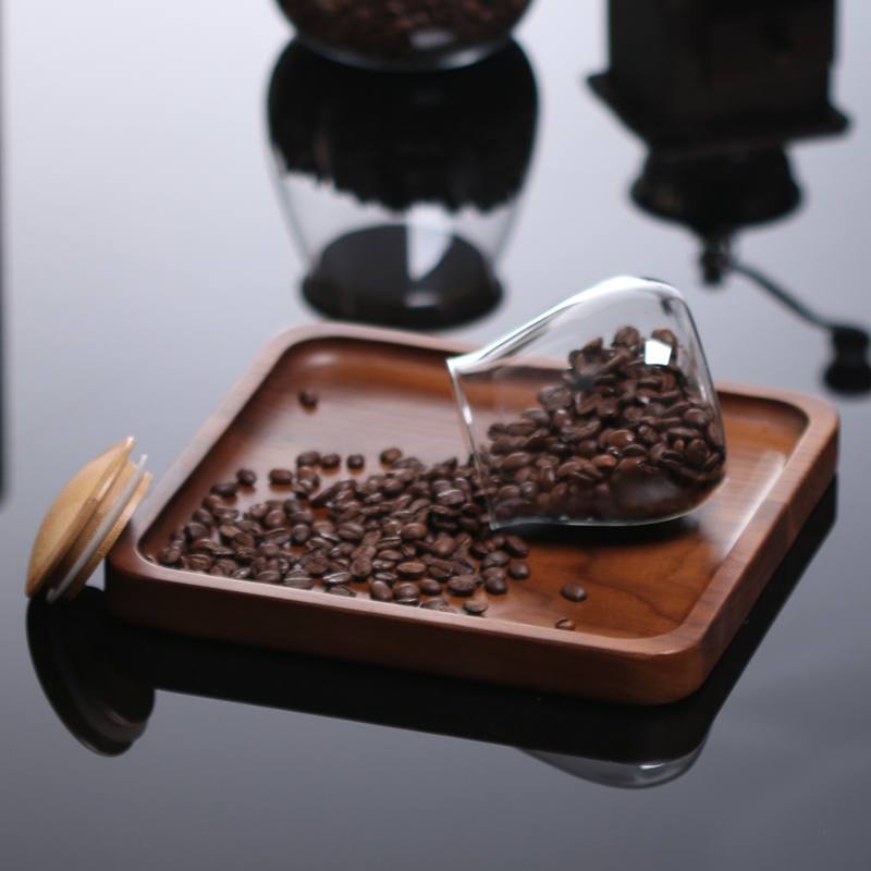 2021 New fason round shape borosilicate glass storage jar with mushroom hairstyle woode lid for tea coffee sugar