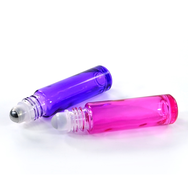 2021 New popular cosmetic frosted colored glass oil perfume roller bottles 10ml
