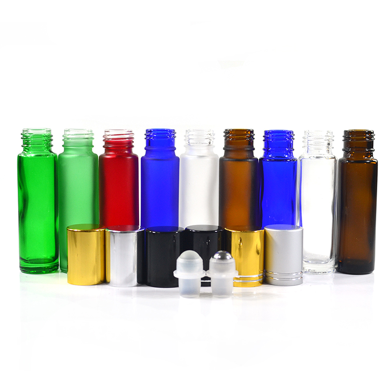 2021 New style pink blue purple black 10ml matte glass essential oil roller bottles