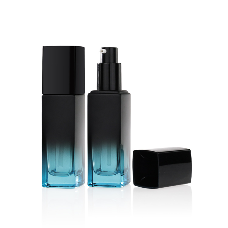2021 Penghuang Design 30ml 60ml Bottles Liquid Foundation Glass Bottle Black Frosted Glass Foundation Bottle With Pump Spary