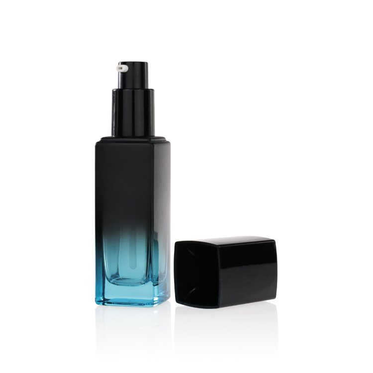 2021 Penghuang Design 30ml 60ml Bottles Liquid Foundation Glass Bottle Black Frosted Glass Foundation Bottle With Pump Spary