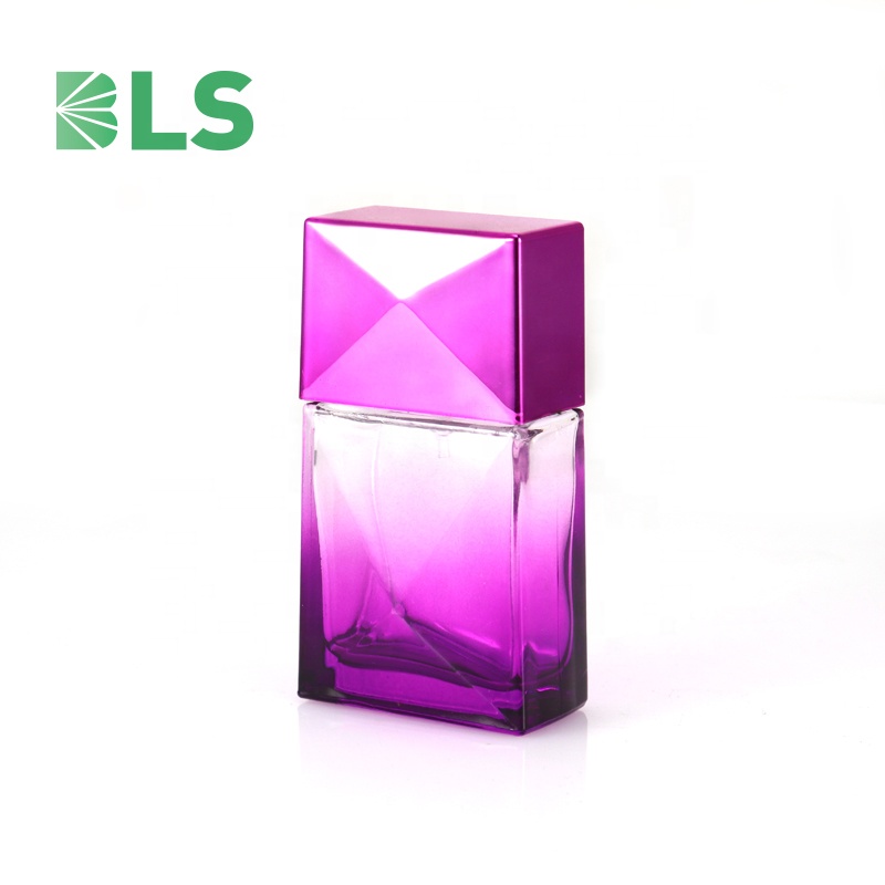 2021 Purple 30 ml rectangular glass perfume spray bottle