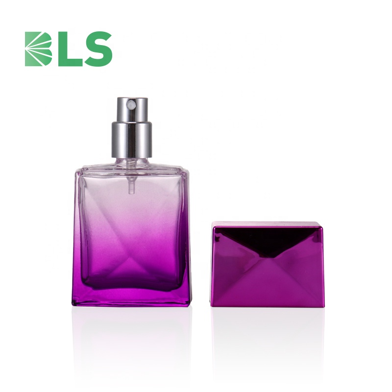 2021 Purple 30 ml rectangular glass perfume spray bottle