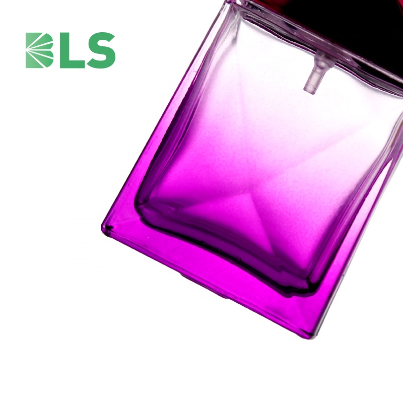 2021 Purple 30 ml rectangular glass perfume spray bottle