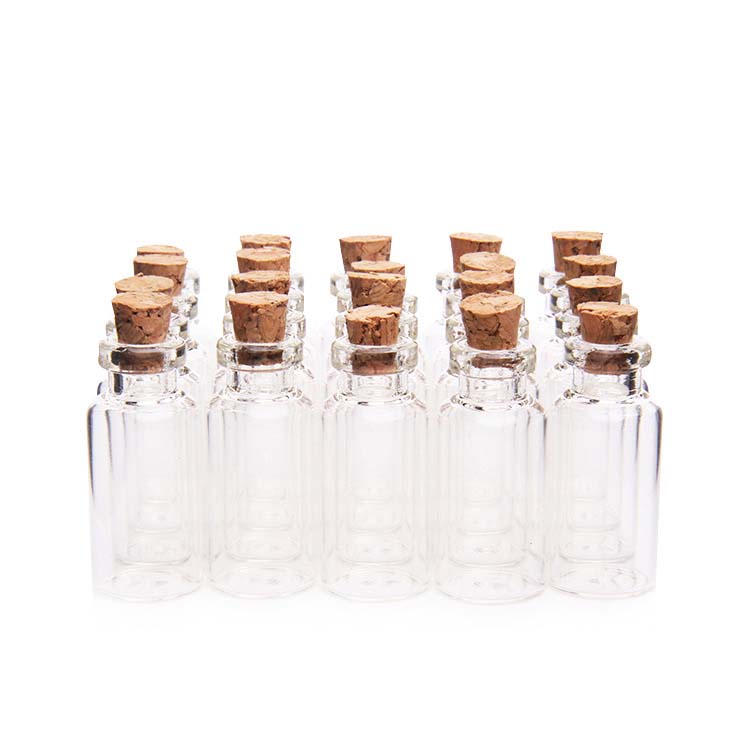 2021 Wholesale Mini Small Glass labeling cosmetic Vial manufacture bottles Container Bottle with Cork Stoppers