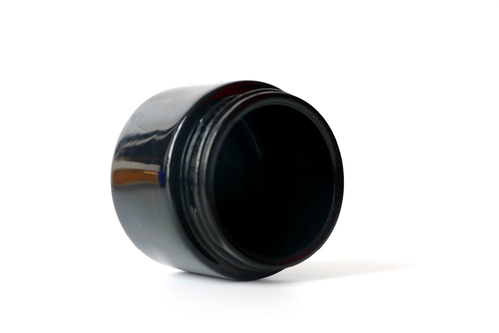 2021 Wholesale black uv tall round violet screw top smell proof wide mouth storage stash glass jars