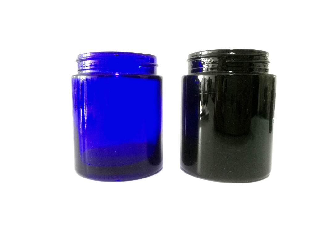 2021 Wholesale black uv tall round violet screw top smell proof wide mouth storage stash glass jars