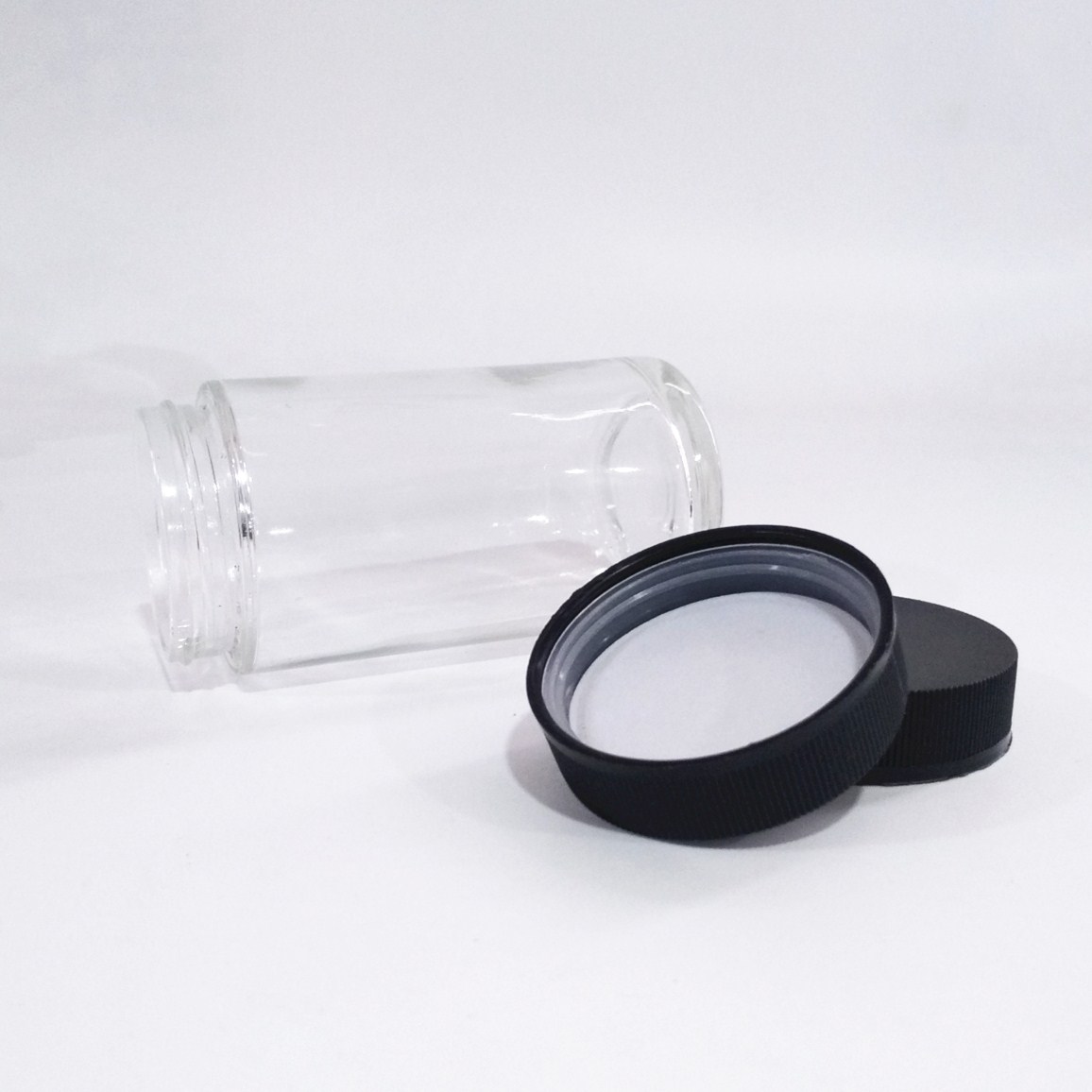 2021 Wholesale clear black 30g 60g Child Proof Cap Small Round Glass Weed Container Child Resistant Lid Jar For Hemp Pack