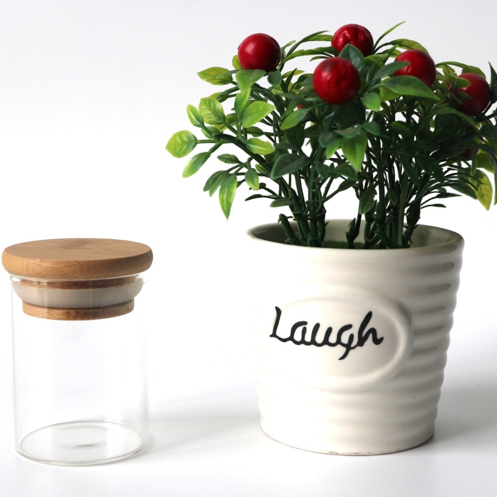 2021 Wholesales 50ml 100ml 120ml 150ml empty mini high quality clear glass spice storage jar with bamboo cork lid custom print