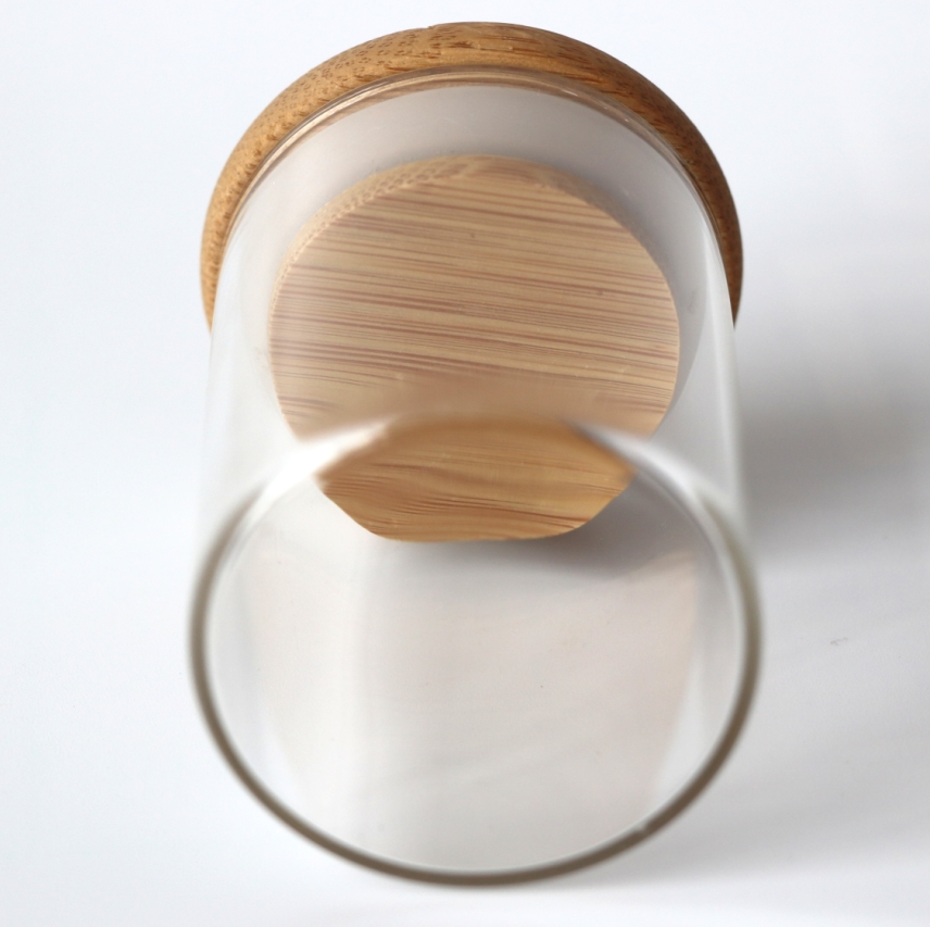 2021 Wholesales 50ml 100ml 120ml 150ml empty mini high quality clear glass spice storage jar with bamboo cork lid custom print