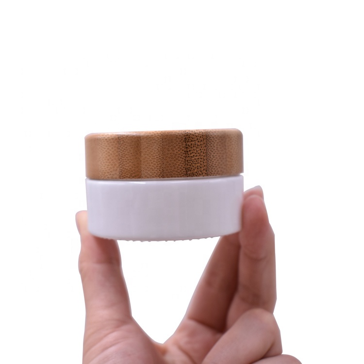 2021 eco friendly skin care face cream cosmetic jar empty 1oz 30g white bamboo cosmetic jar glass