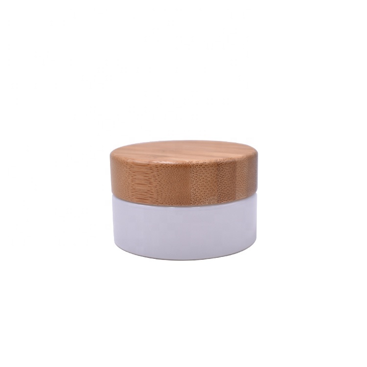 2021 eco friendly skin care face cream cosmetic jar empty 1oz 30g white bamboo cosmetic jar glass