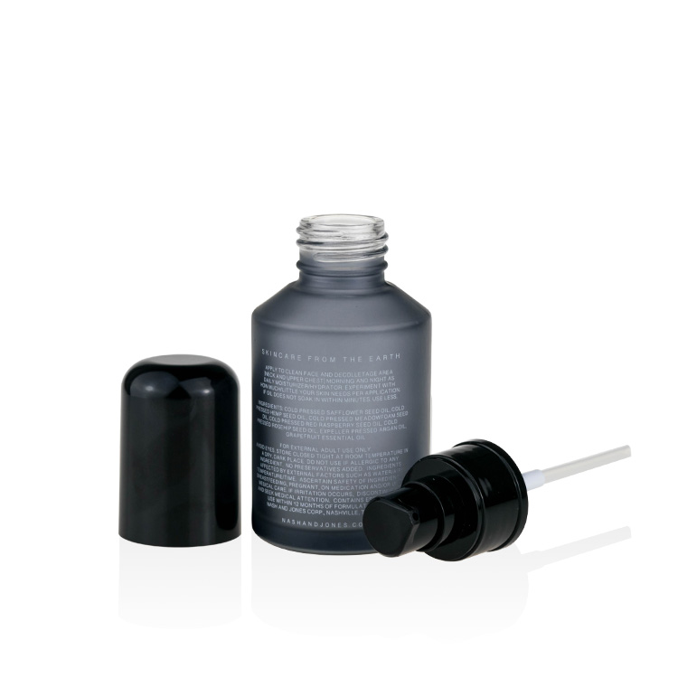 2021 glass bottle pump skincare 15ml 30ml 60ml 125ml slant shoulder custom screen printing blue glass lotion bottle with pump