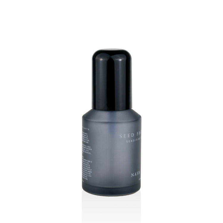 2021 glass bottle pump skincare 15ml 30ml 60ml 125ml slant shoulder custom screen printing blue glass lotion bottle with pump