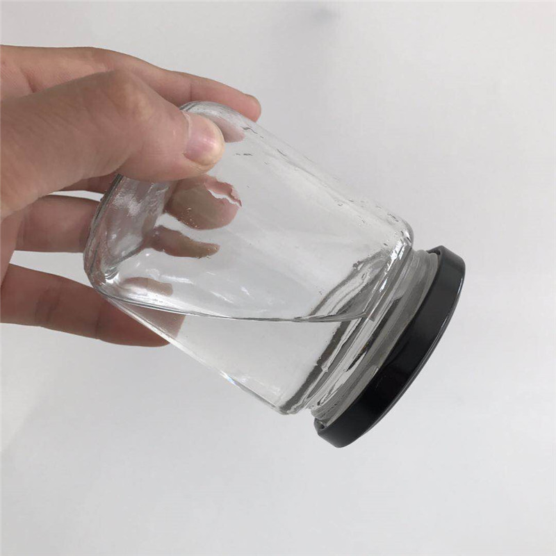 2021 hot sale 380ml empty round honey glass jar wide mouth storage transparent fancy honey jars bee with custom
