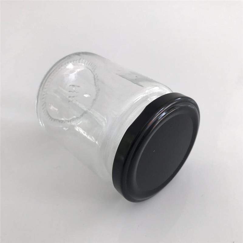 2021 hot sale 380ml empty round honey glass jar wide mouth storage transparent fancy honey jars bee with custom