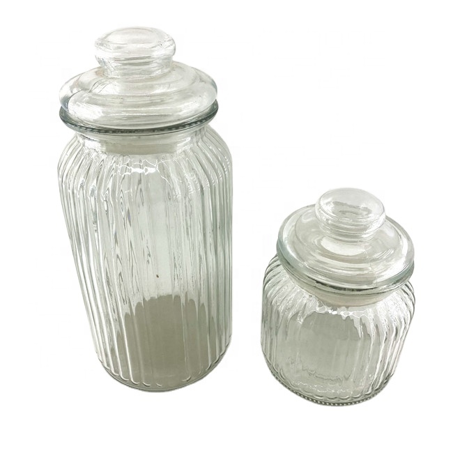 2021 hot sale thick glass candy jar and for food packaging Storage Glass Containers Bottles Jar With Lids