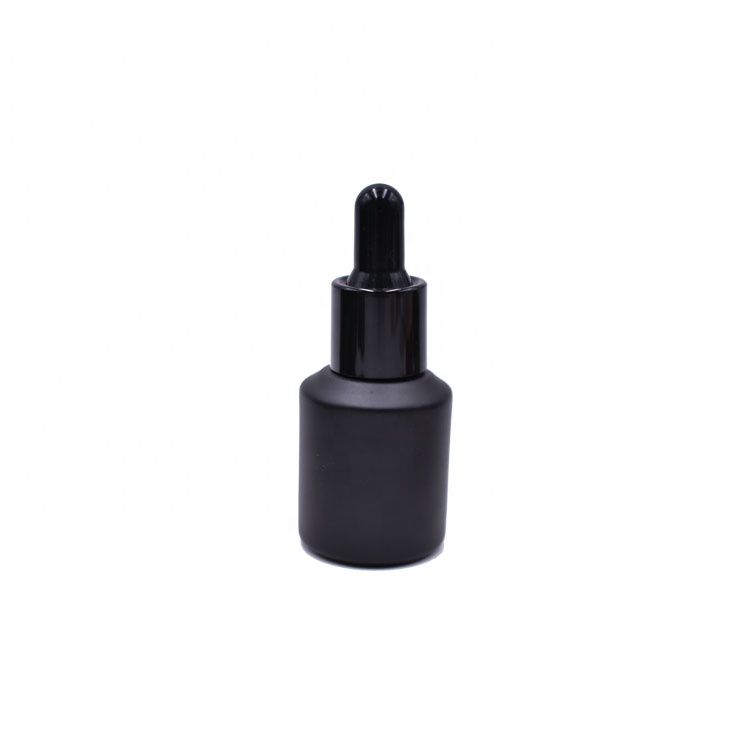 2021 hot sell 15ml matt black sloping shoulder cosmetics packing essential oil serum bottle