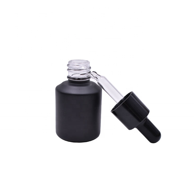2021 hot sell 15ml matt black sloping shoulder cosmetics packing essential oil serum bottle