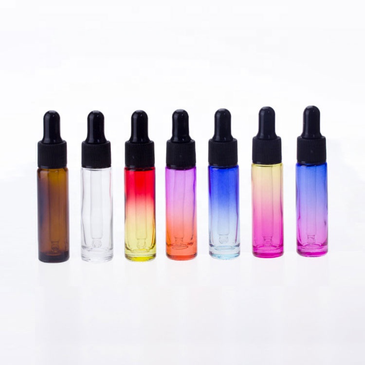 2021 hot selling luxury 10ml empty thin tall clear tube glass cosmetic colored perfume oil serum dropper bottles