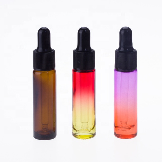 2021 hot selling luxury 10ml empty thin tall clear tube glass cosmetic colored perfume oil serum dropper bottles