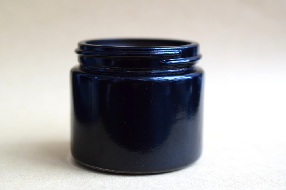 2021 luxury 60ml glass black uv cosmetic cream skin care jar hemp smell proof storage black lid OEM custom print