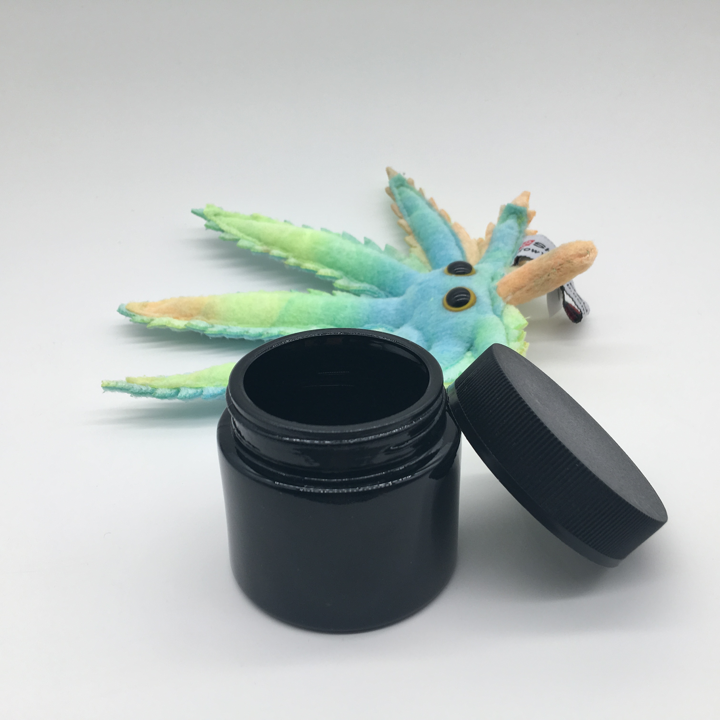 2021 luxury 60ml glass black uv cosmetic cream skin care jar hemp smell proof storage black lid OEM custom print