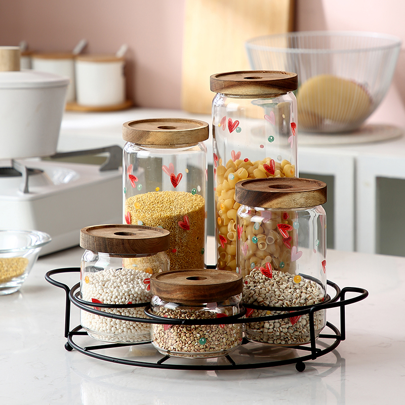 2021 manufacturers selling home decor glass coffee sugar tea food rice storage canister with lid