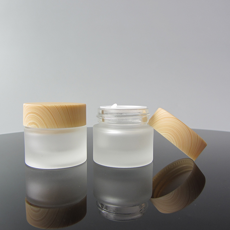 2021 most popular mini bamboo cream jar frosted glass cosmetic containers jar 10g