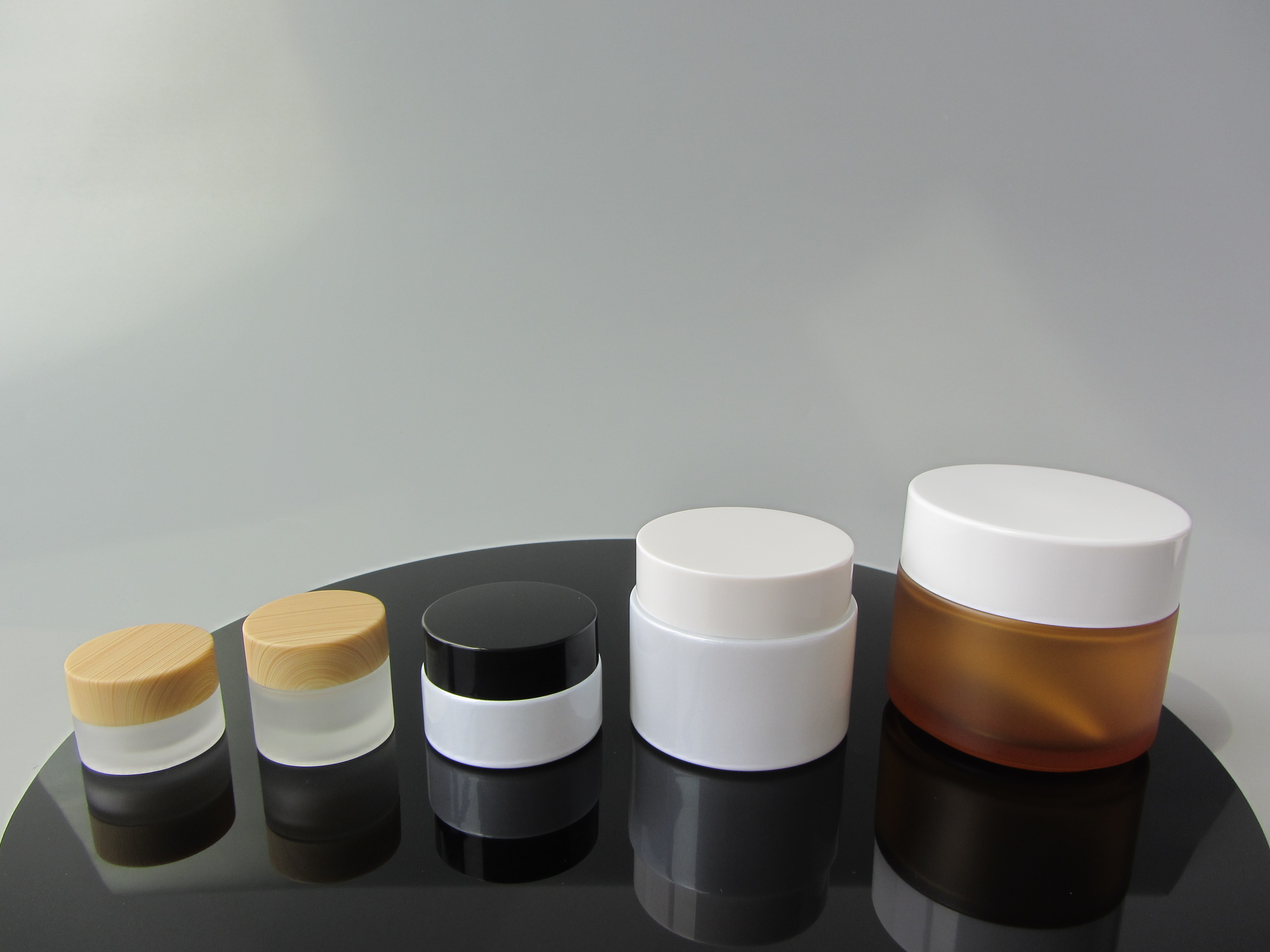 2021 most popular mini bamboo cream jar frosted glass cosmetic containers jar 10g