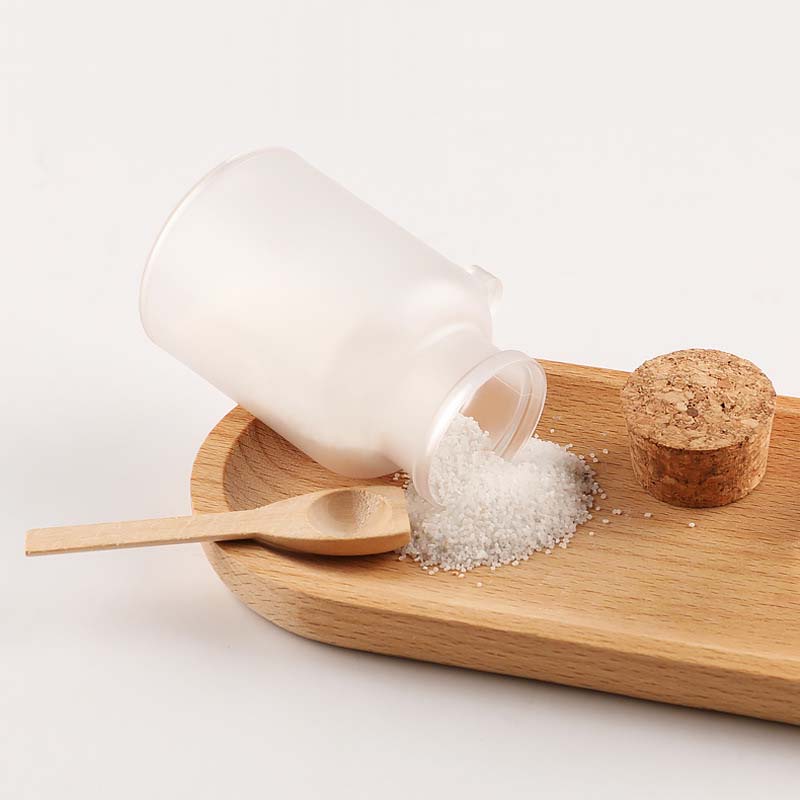 2021 new 10oz bath salt jar with spoon plastic body scrub jar with wooden spoon, bath salt jar