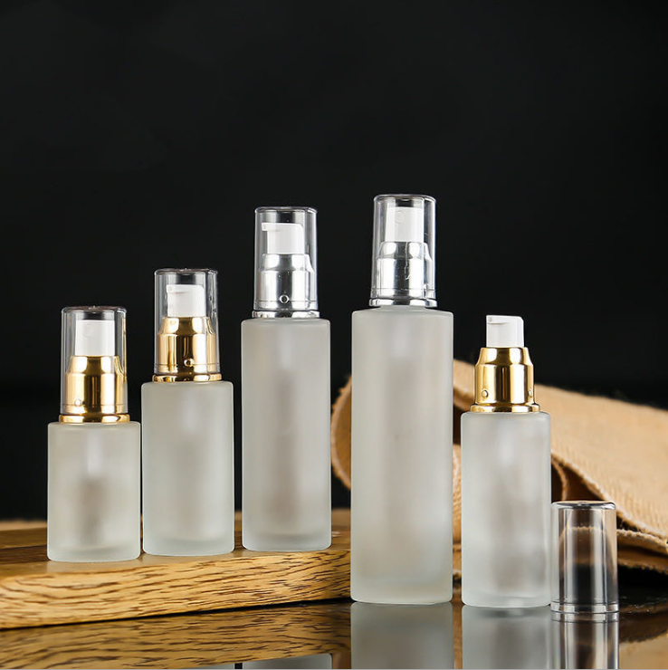 2021 new Luxury airless frosted round 30ml 450ml 100ml 200ml cosmetic facial cream glass bottles container cream lotion bottles