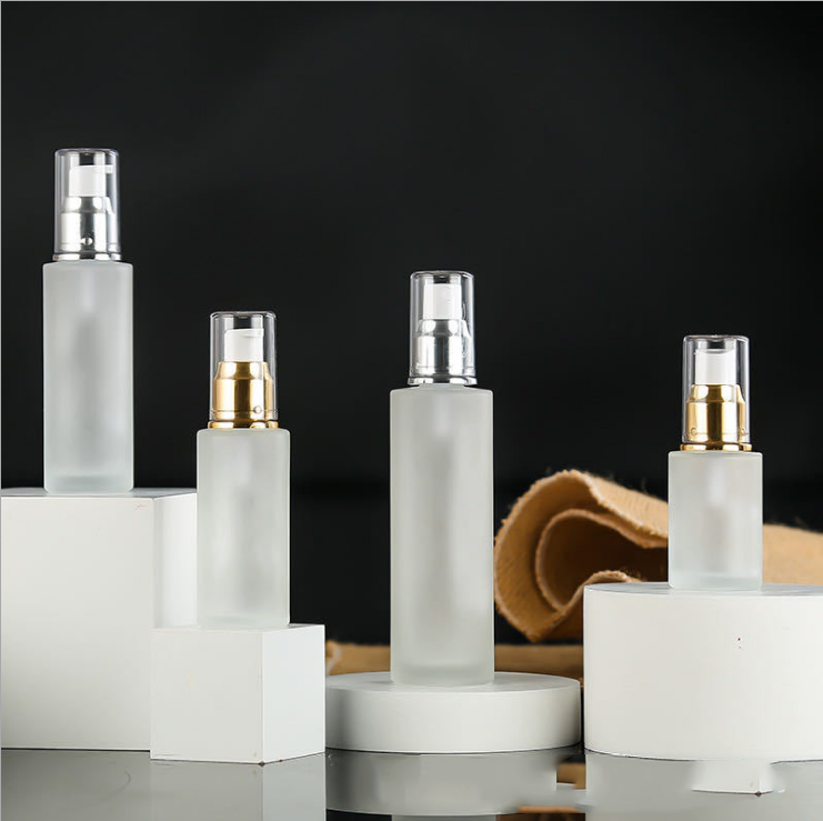 2021 new Luxury airless frosted round 30ml 450ml 100ml 200ml cosmetic facial cream glass bottles container cream lotion bottles